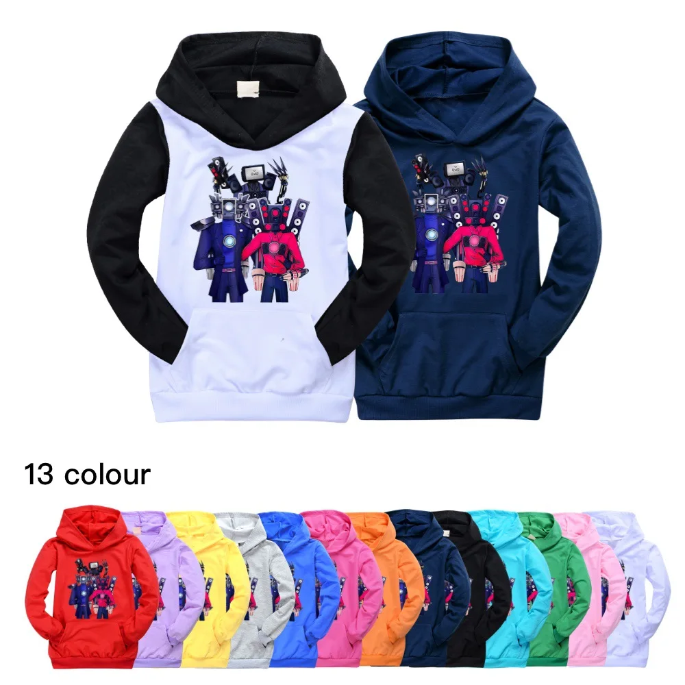 Children Pullover Hooded Jacket New Game Skibidi Toilet Pocket Hoodie Kids 3D Print Colorful Streetwear Boys Girls Sweatshirt