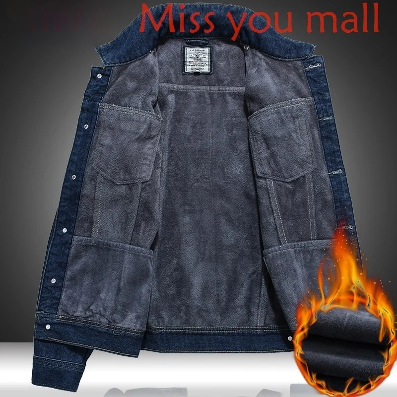 

Мужская зимняя джинсовая куртка Fce на подкладке из хлопка саржевого пальто Long Sve Повседневная верхняя одежда Thiened Теплые синие джинсы Jaet