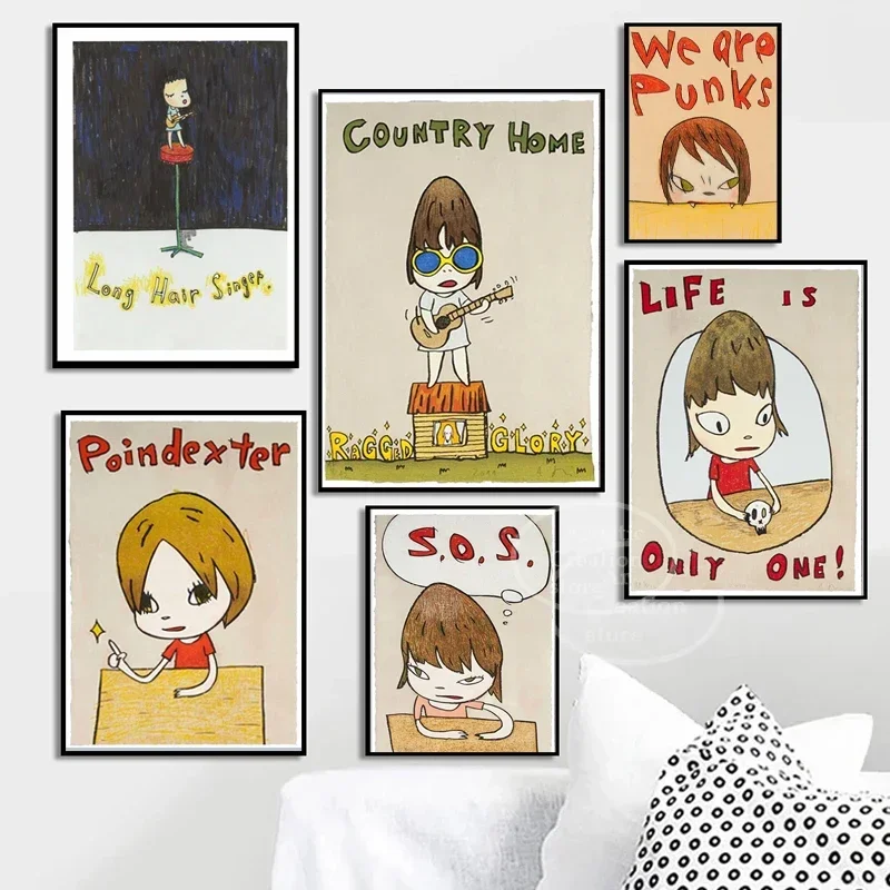 Nara Yoshitomo Printmaking Series Poster Dream Doll Cartoon Canvas Painting and Print Pictures Living Room Wall Home Decoration