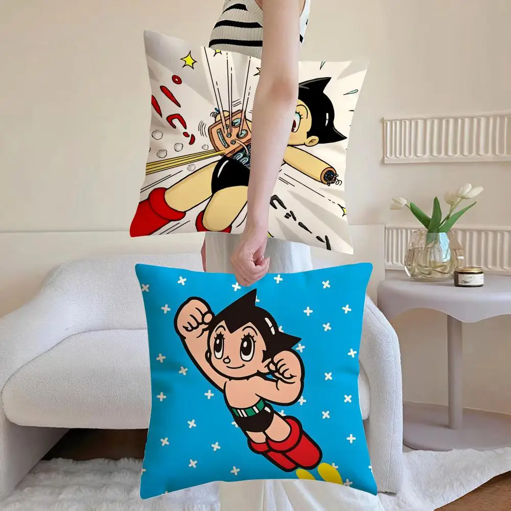 Cartoon A-Astro Boy Cushion Cover Breathable Linen Pillowcase Summer Odorless Eco-Friendly Invisible Zipper Washable