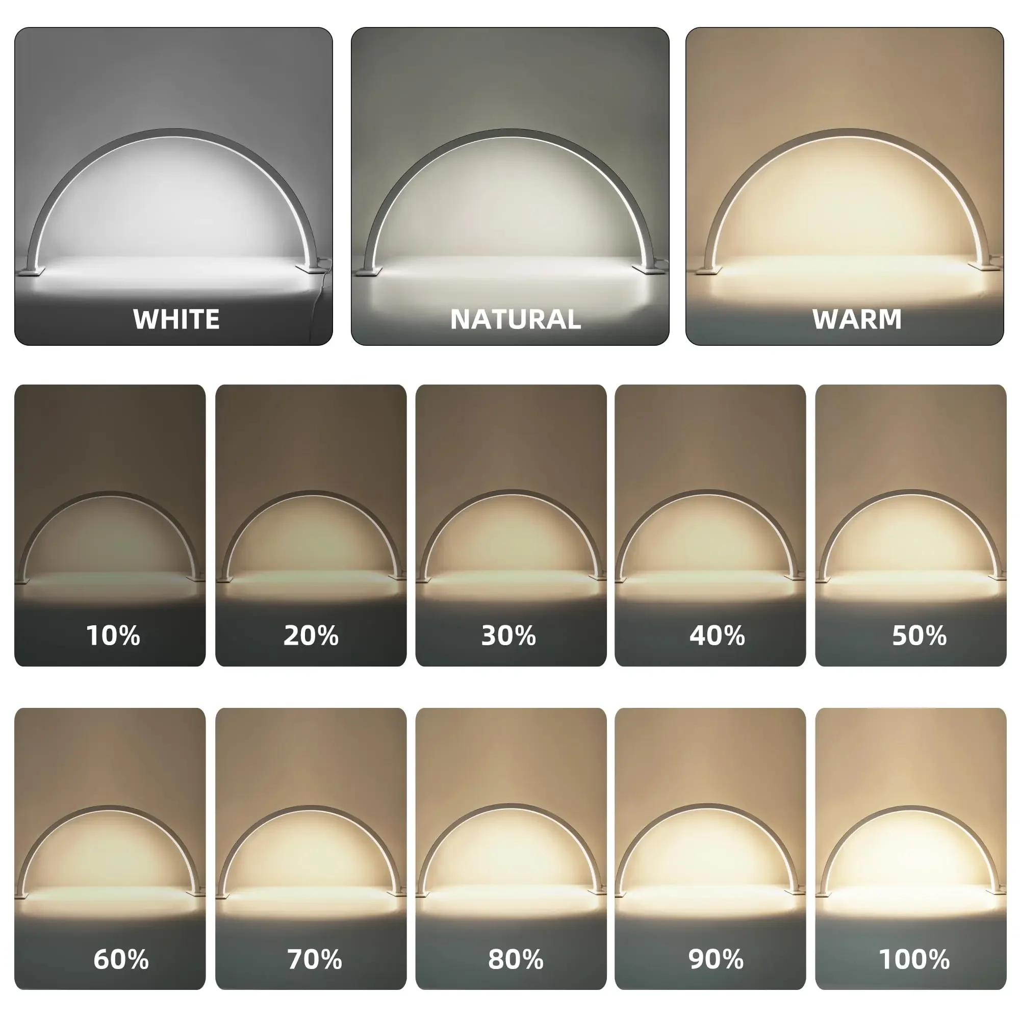 55 cm Halbmondlicht für Nagelschreibtisch, Make-up-Schreibtischlampe, Farbtemperatur 2700 K–6000 K, Salon und Zuhause (Kristalldiamant)