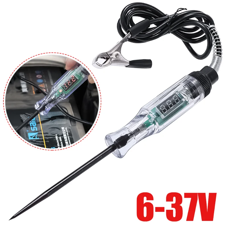 Bolígrafo probador de circuito de coche de 6V-37V con pantalla Digital, probador positivo y negativo, pluma de prueba de sonda eléctrica,