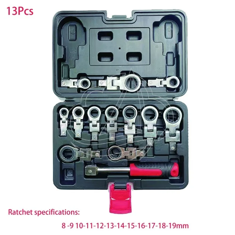 180° Rotatable Ratchet Wrench Set Interchangeable Head Flexible Torque Spanner