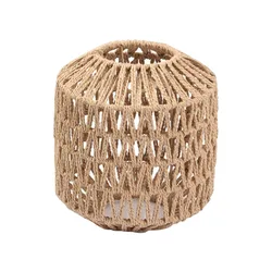 Simulated Rattan Light Fixture Vintage Hanging Lampshade Handmade Woven Lamp Shade for Living Room Bedroom Hotel Restaurant