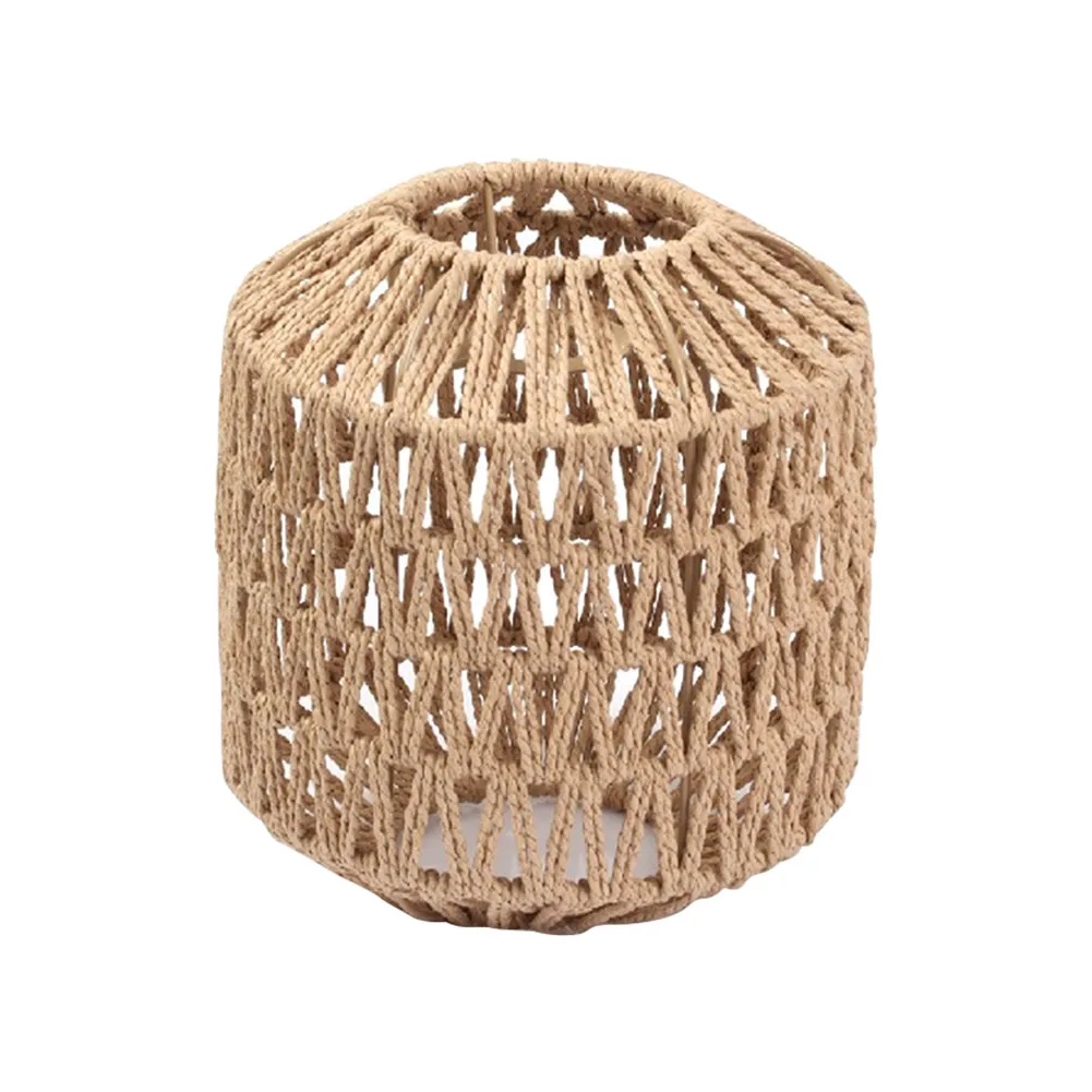 Simulated Rattan Light Fixture Vintage Hanging Lampshade Handmade Woven Lamp Shade for Living Room Bedroom Hotel Restaurant