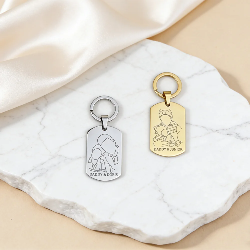 Custom Daddy Keychain Jewelr Stainless Steel Keychain Dad Figure Key Ring  Father's Day Gift for Dad Men's Key Ring for Car Keys
