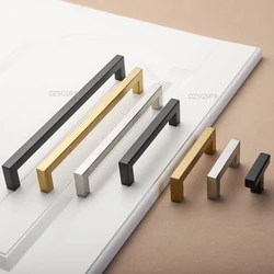 Stainless Steel Square Handl For Modern Furniture Silver Black Gold Furniture Handles kitchen cabinets handle knobs and handle