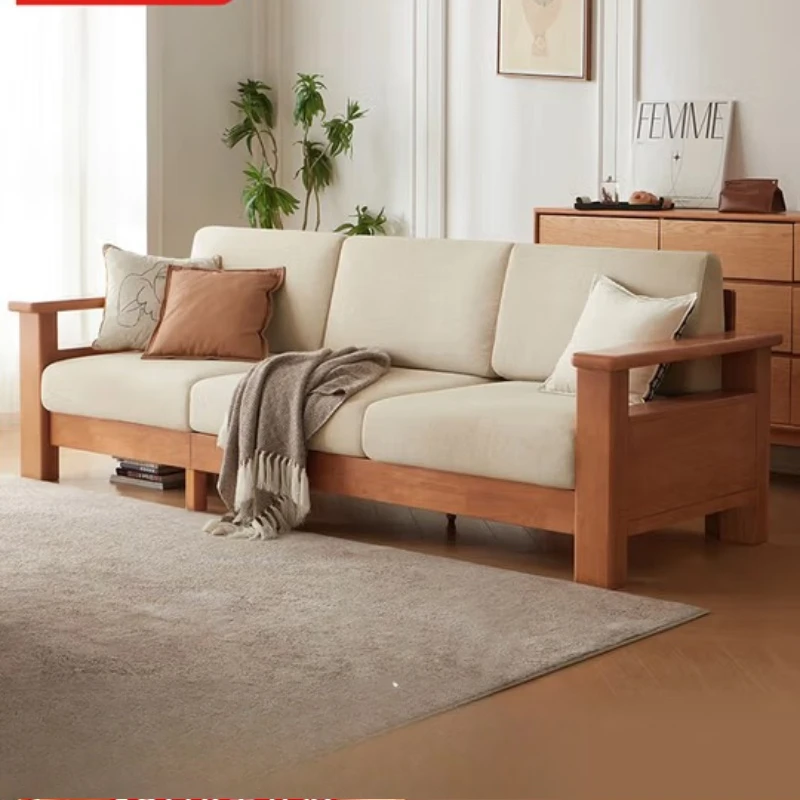 

Fabric sofa, modern living room large integrated dual-purpose solid wood sofa bed