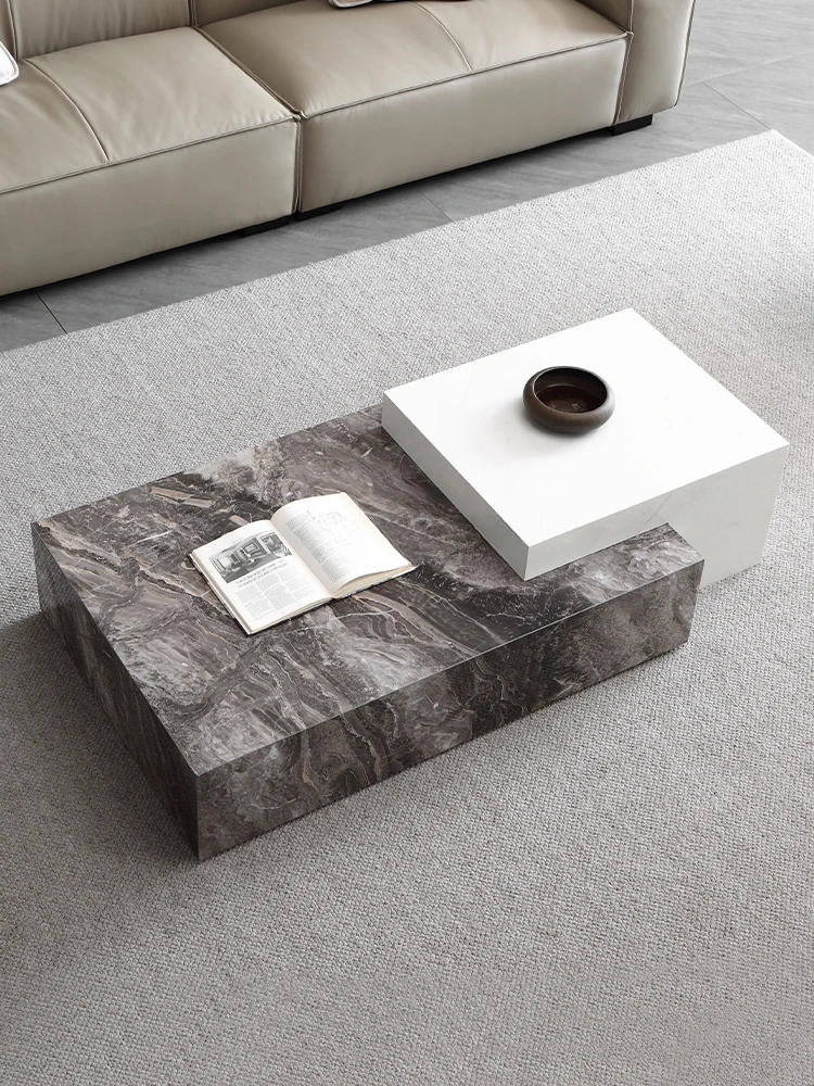 

Stone Plate Coffee Table Simple Modern Small Apartment Italian Light Luxury Combination Retractable