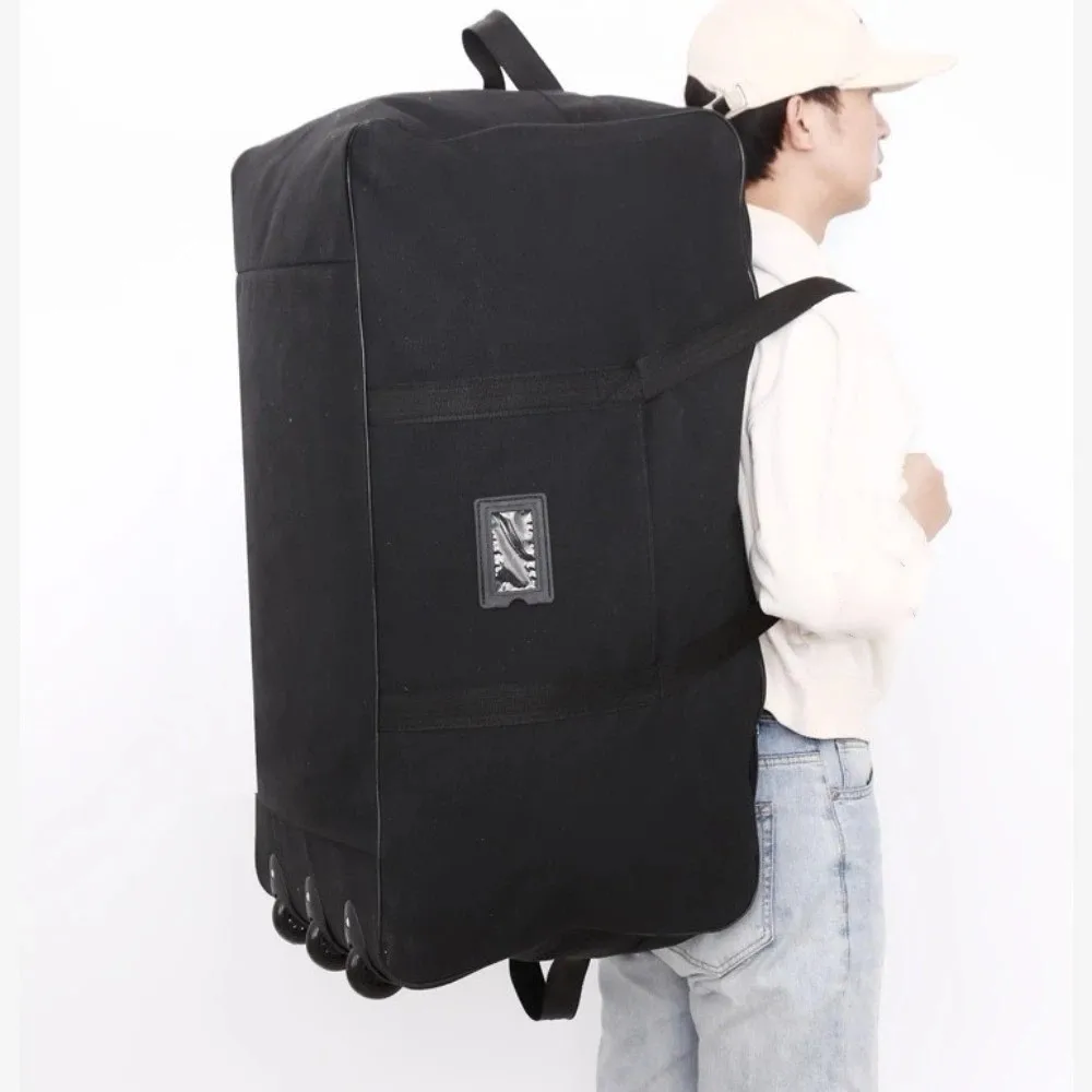 Foldable Weekend Travel Bag Multiple Compartments Large Capacity Trolley Backpack Waterproof with Detachable Wheels