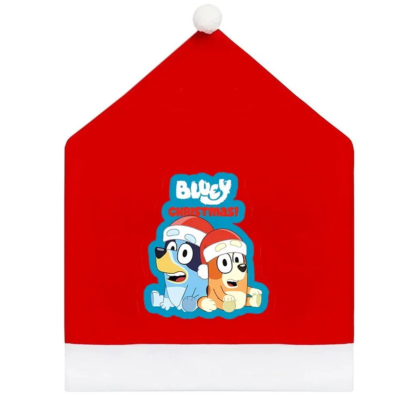 ブルーイズビンゴクリスマス帽子椅子カバーアニメ家の装飾リビングルームファッションビッグクリスマスキャップ背もたれケースギフトホット販売