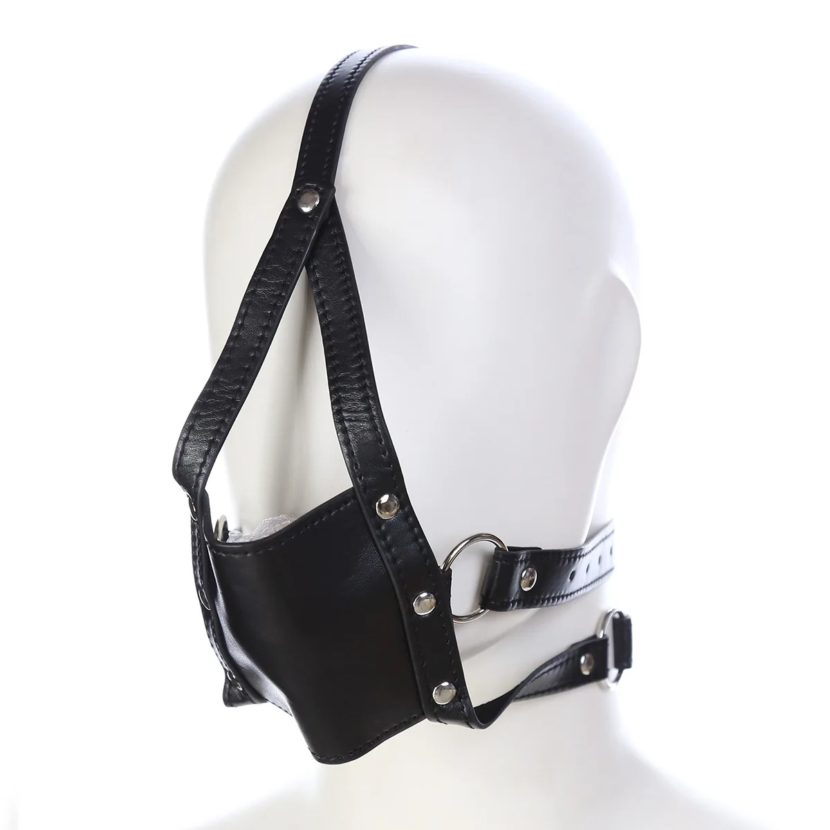Adult Game Sex Toys For Couples PU Leather Bondage Gear Mouth Gag with Mask Female Slave Trainer Ball Gags Erotic