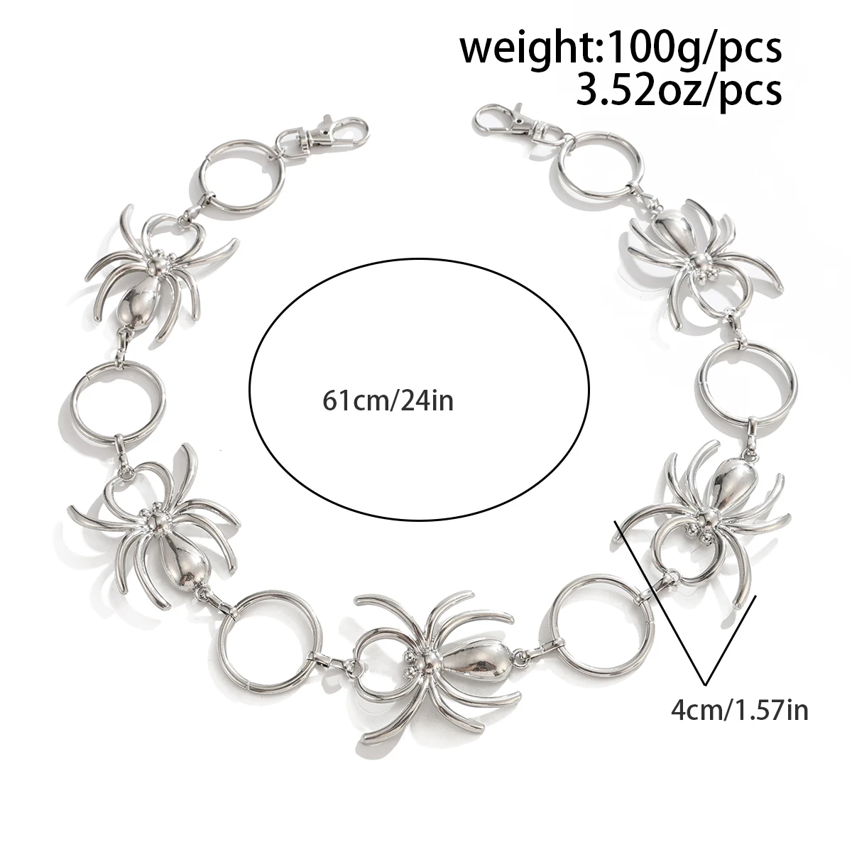 Ingemark Punk Gothic Silberfarbener Metall-Spinnen-Schlüsselanhänger für Männer, Persönlichkeits-Hosenkette für Jeans, Halloween-Schmuck-Accessoires – Detail 6