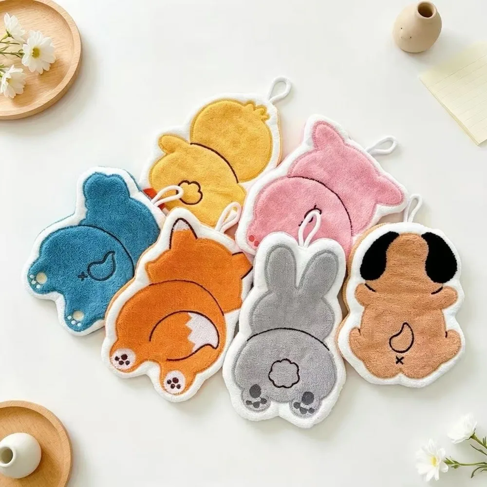 Cute Super Absorbent Hand Towel Animal Back Cartoon Hanging Towel Coral fleece Reusable Kitchen Tools Household