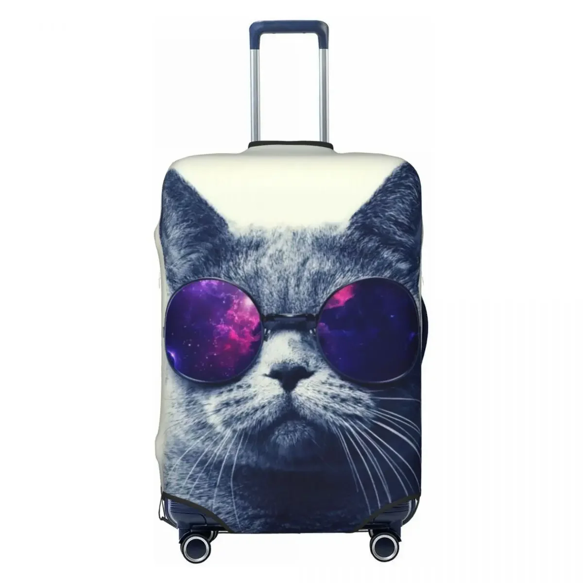 Glasses Cat Galaxy Print Luggage Protective Dust Covers Elastic Waterproof 18-32inch Suitcase Cover Travel Accessories