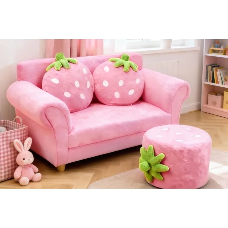 Baby cute strawberry double girl pink princess sofa, small apartment cute cute girl room decoration