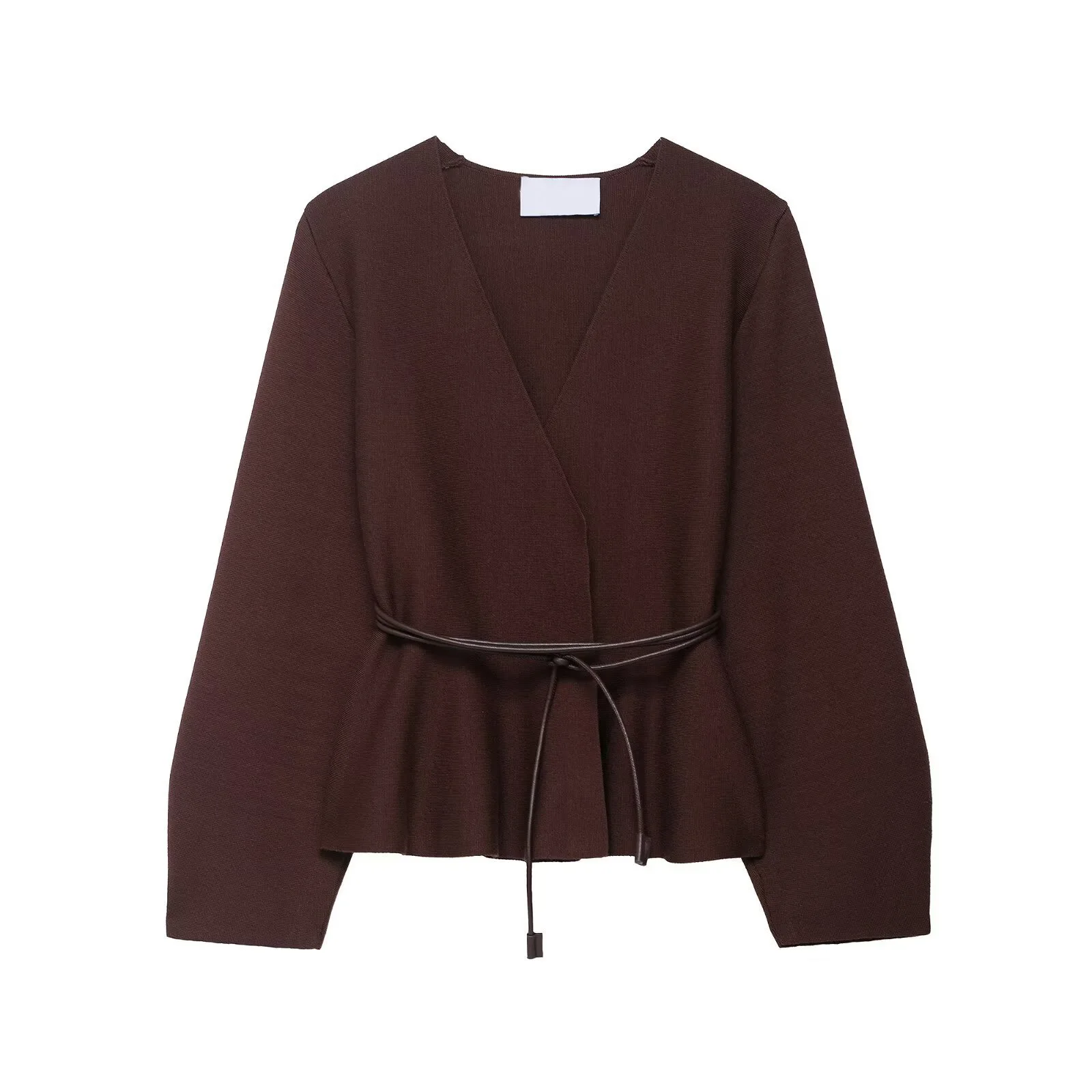 

Vintage Solid Lace-up Cardigan Women Autumn V Neck Long Sleeve Opening Sweater Female Casual Fashion Simple Knitted Outerwear