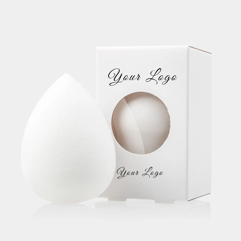 Private Label Packaging Best Beauty White Sponge Blender Wholesale Non Latex Custom Printed Makeup Sponge Blender with Paper Box