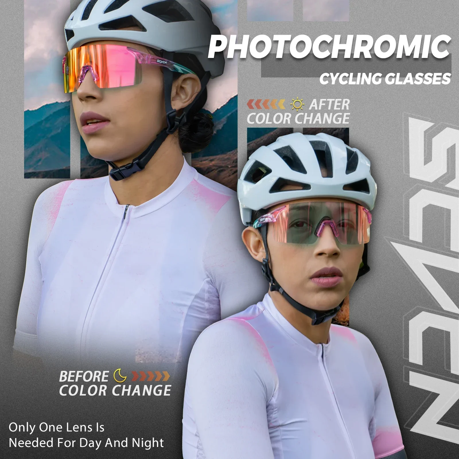 SCVCN New Photochromic Sunglasses Man MTB Climbing Glasses Outdoor Sports Bike Cycling Glasses Women Driving Bicycle Goggles