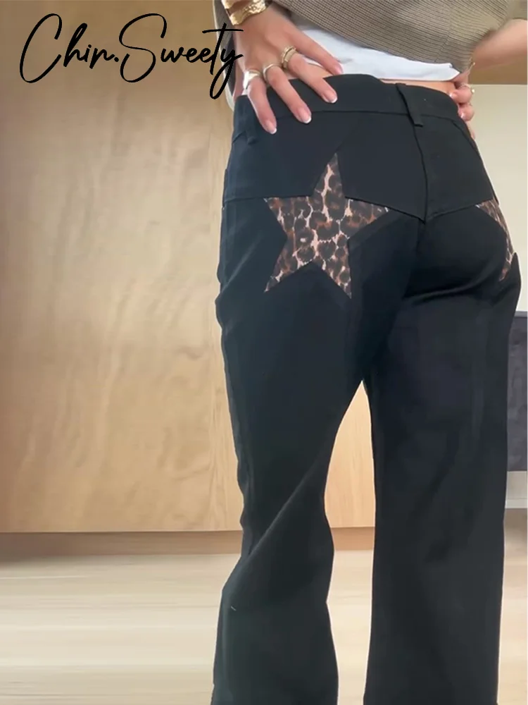 

Street Pentagram Print Women Jeans Fashion Zippers Button Dropped Pocket Female Pants 2026 Spring Summer Lady Streetwear New