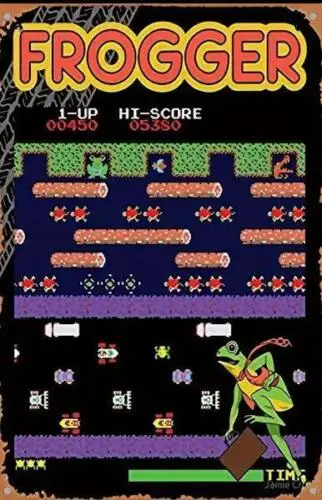 FROGGER METAL TIN SIGN VIDEO GAME SIGN ONLY GAMING WALL ART- GAMER WALL DECOR sign