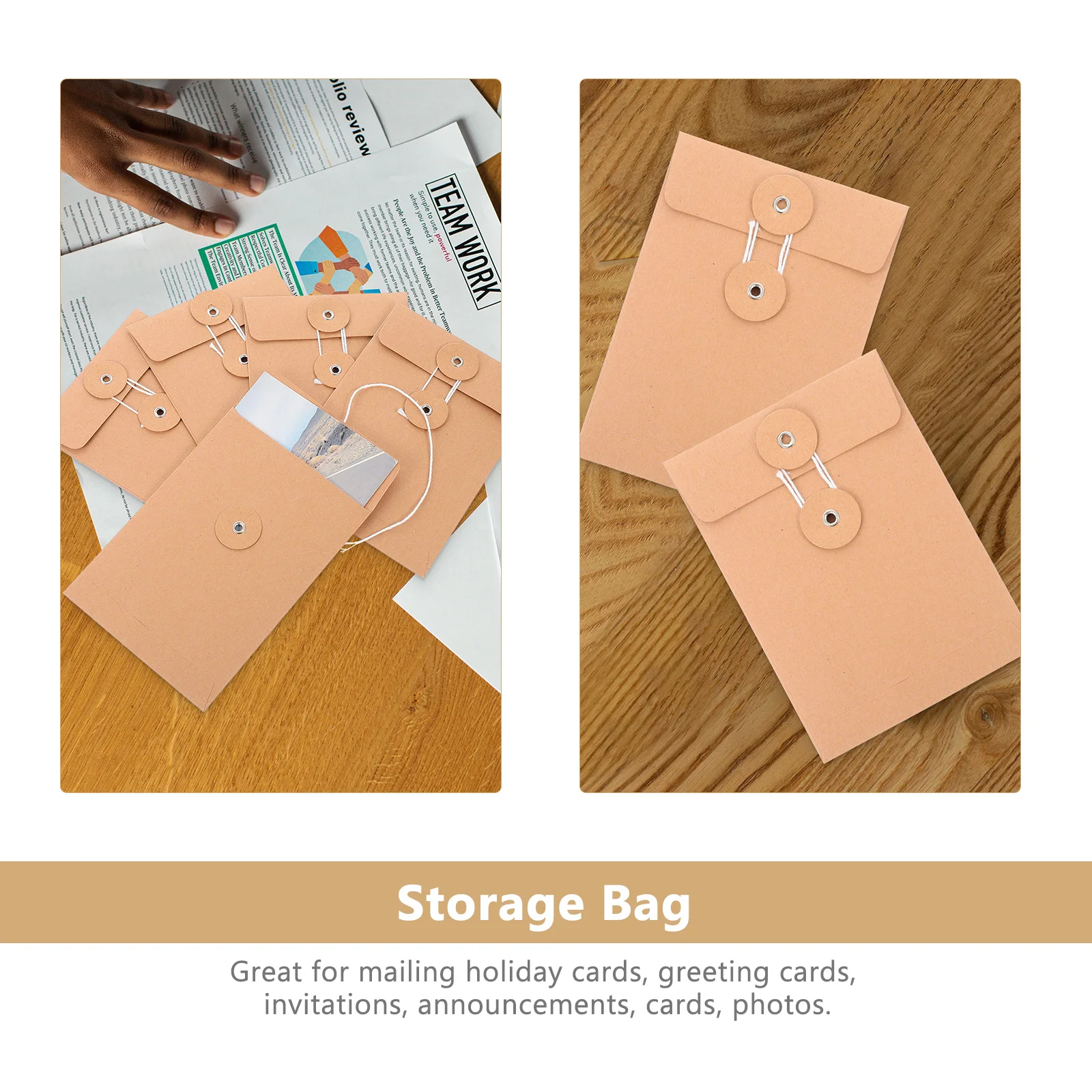 

25 Pcs Kraft Paper File Folder Document Storage Bag Classic Size For Cards Photos Books Gifts ganizer Pocket Envelope
