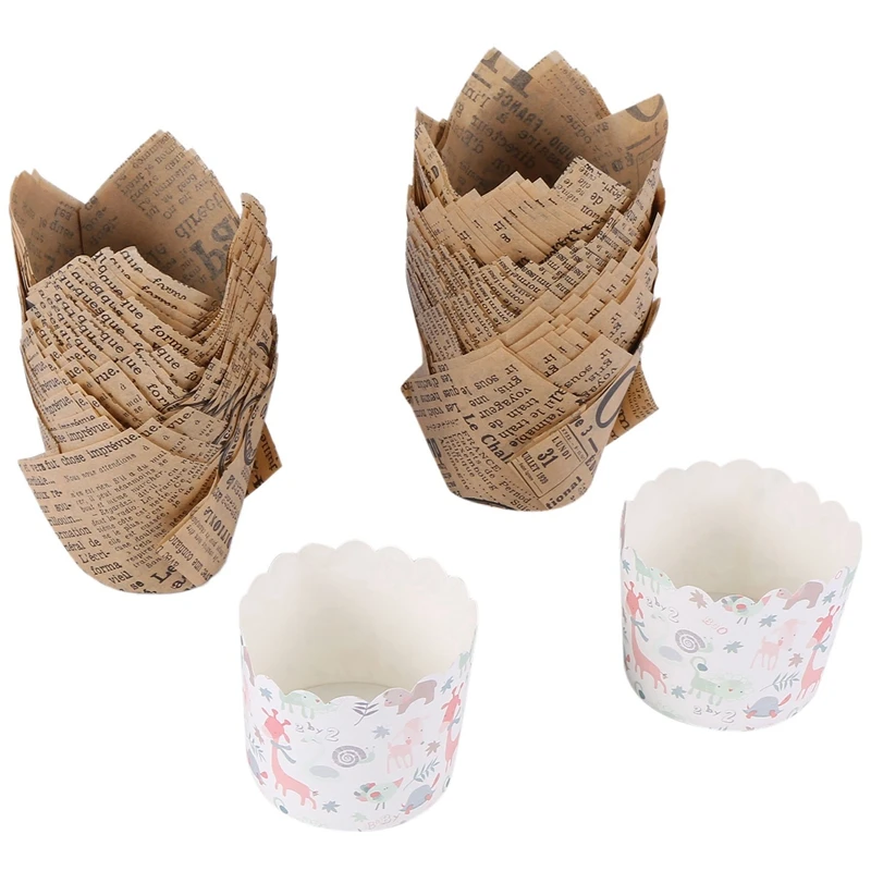 150 Pcs Tulip Cupcake Liners Baking Cups Muffin Liner Grease-Proof Paper Cupcake Wrappers for Wedding, Birthday Party