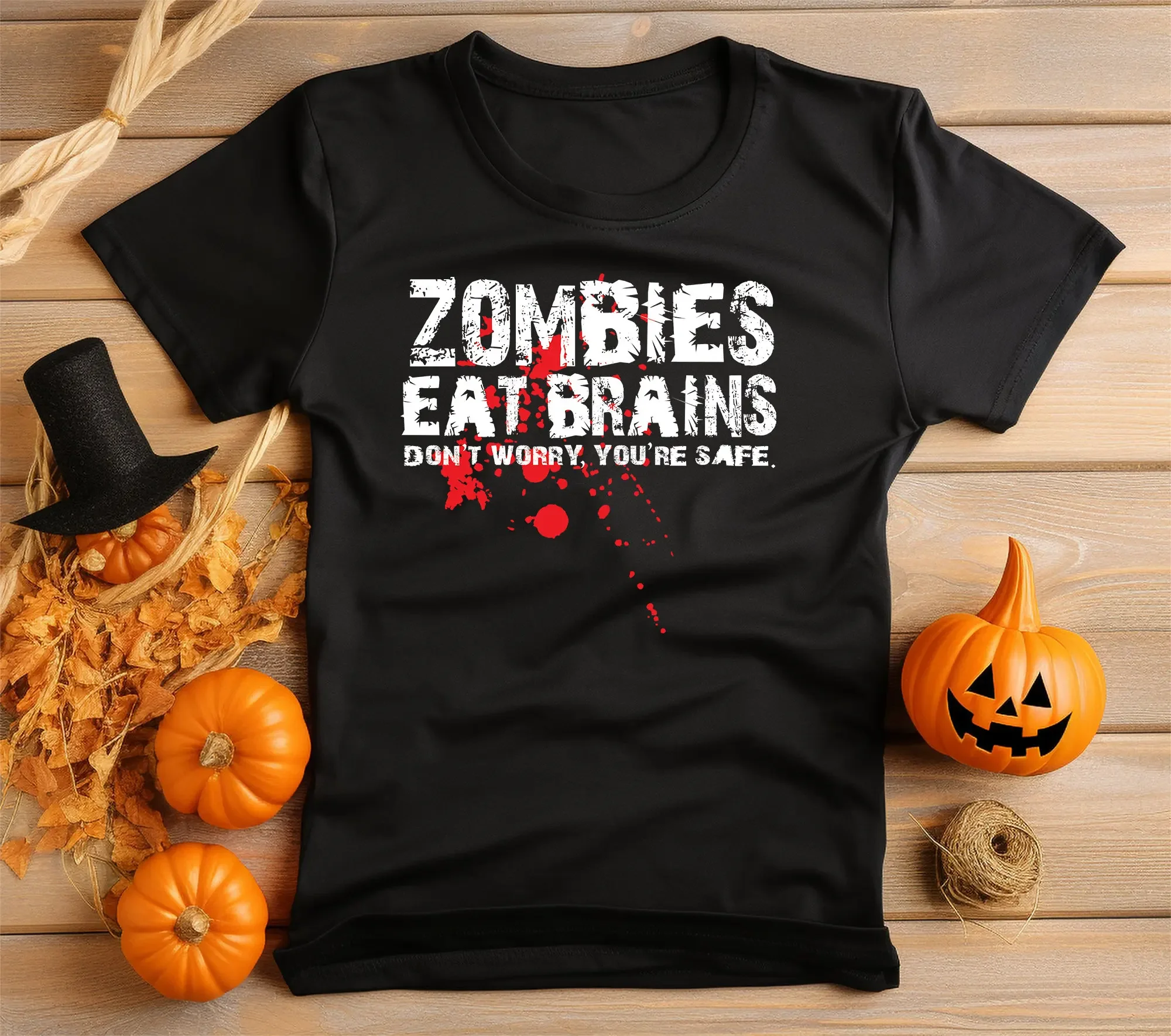 Zombies Eat Brains T Shirt 100 Cotton Black Halloween Men s Women Fancy Dress Horror