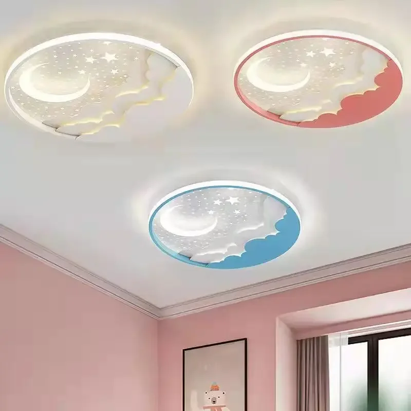 New Children's Room LED Ceiling Lamp Creative Moon Cartoon Star Bedroom Chandelier Boy Girls Room Restaurant Decor Light Fixture