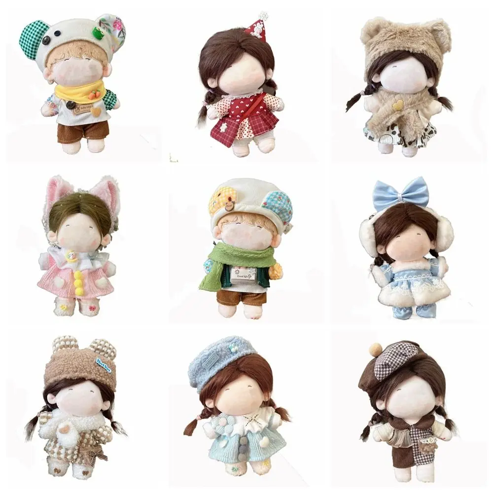 20CM Mini Clothes Doll Dress Suit Replacement Outfit Multicolor Doll Headwear Dress Set Changing Dressing Game Doll Accessories