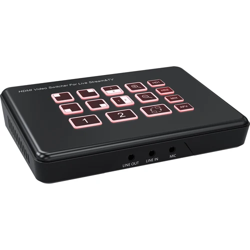 Imagen 2 del producto Mezclador de Video HDMI de 2 Canales y 2 Puertos, Conmutador de Video HDMI, Solución de Transmisión de Video en Vivo, PIP, Entrada y Salida de Micrófono