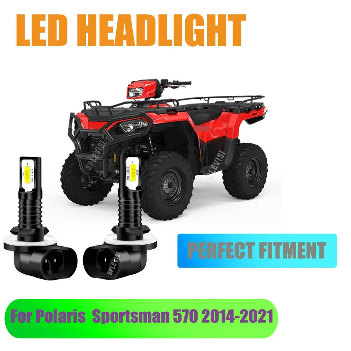 

LED Xenon White Headlight Bulbs w/ Bright CSP Chips 9-16v For Polaris Sportsman 570 2014 2015 2016 2017 2018 2019 2020 2021