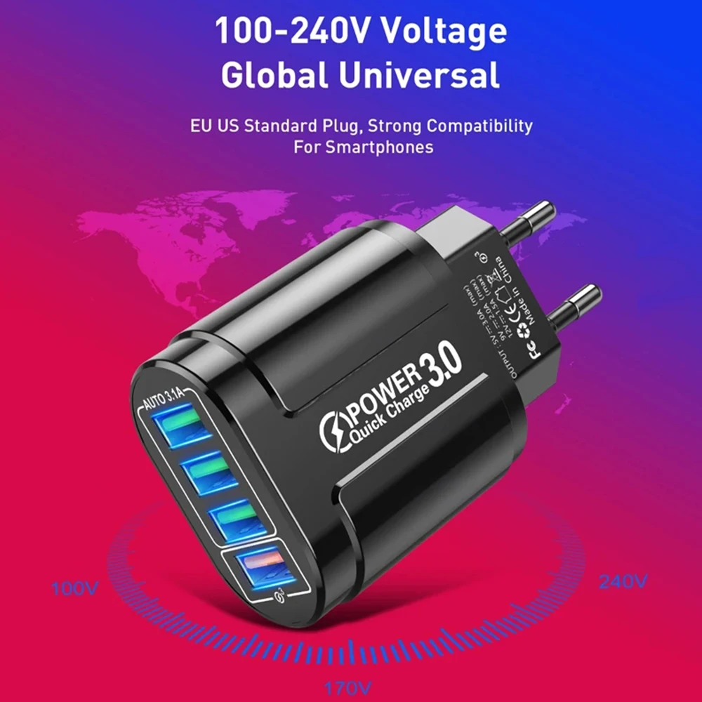 48W Fast Charging USB Type C Charger 4 Port EU KR PD QC3.0 Wall Quick Charge Phone Adapter For iPhone 15 Xiaomi Huawei Samsung image 3