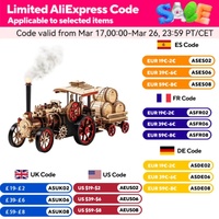Robotime Rokr Car Model Building Kit 3D Wooden Puzzle Steam Kit 1:28  Mechanical Steam Locomotive Awesome Gifts for Adults Teens