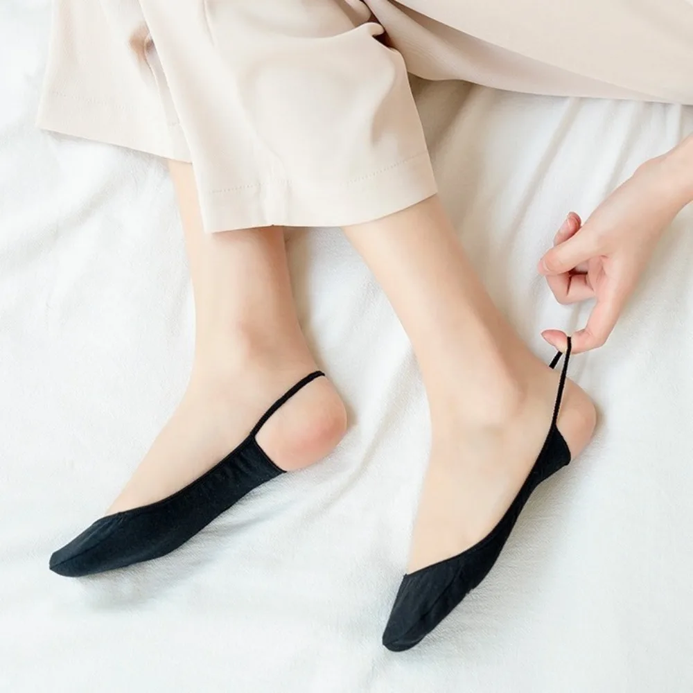 

Trendy Cotton Invisible High Heels Socks Solid Color Breathable Half Palm Socks Suspender Socks