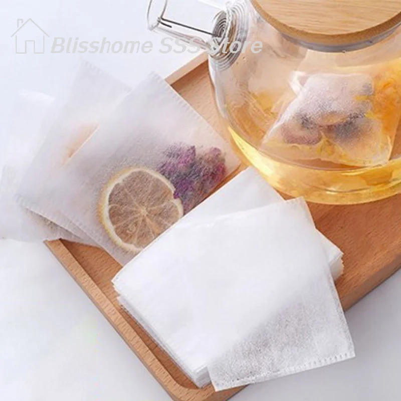 【S】100Pcs Non-woven Disposable Empty Teabag Filter Herb Tea Infuser Strainer Supply High Quality Practical Product For