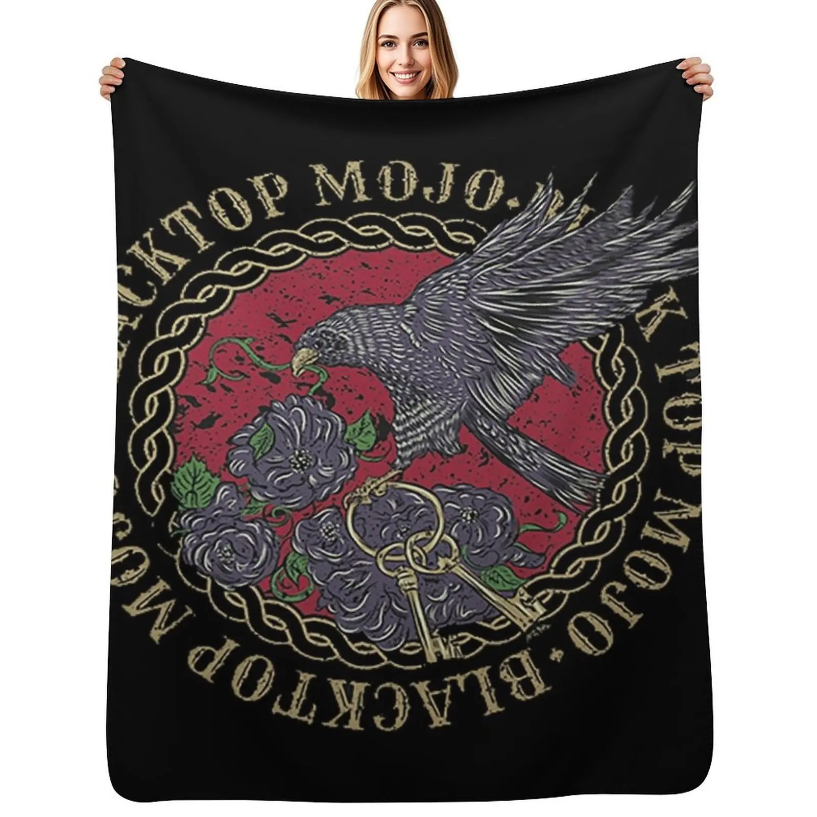 black roses raven Throw Blanket Warm Comfortable Blanket Gift for Parents Friends
