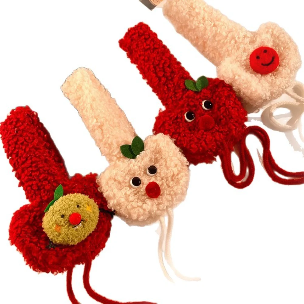 Cuffie protettive calde Scaldaorecchie da ciclismo in peluche Simpatiche coperture per le orecchie invernali Set di paraorecchie in peluche rosso per attività all'aperto Ciclismo