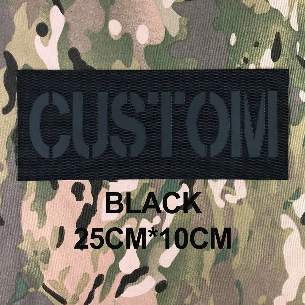 25cm Custom Laser Cut IR IFF Infrared Reflection Back Patch Name Tapes Black Letters