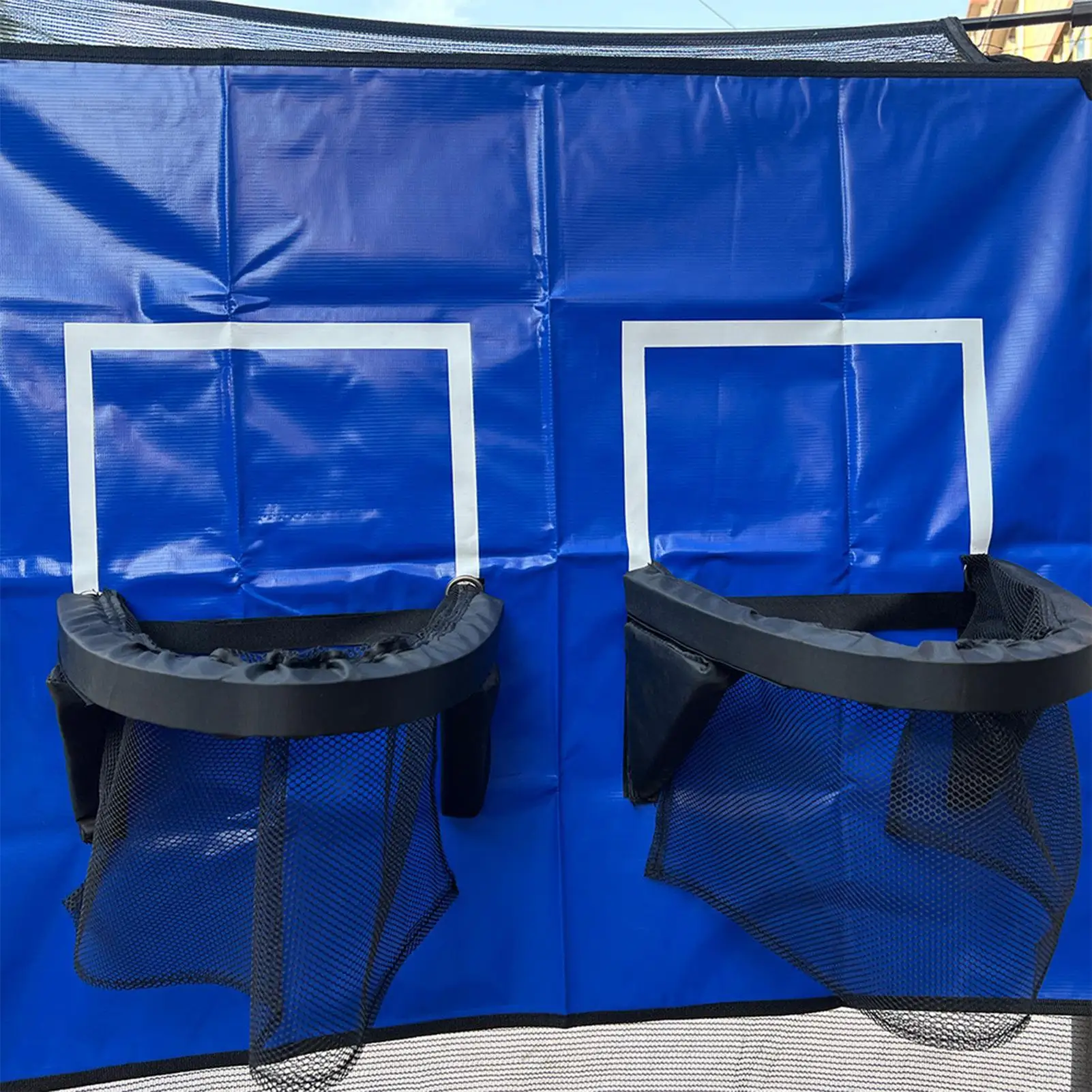 Obras de baloncesto, aro de baloncesto al aire libre para trampolín, accesorio de red impermeable para exteriores con bolas y bomba, juguetes deportivos para niños