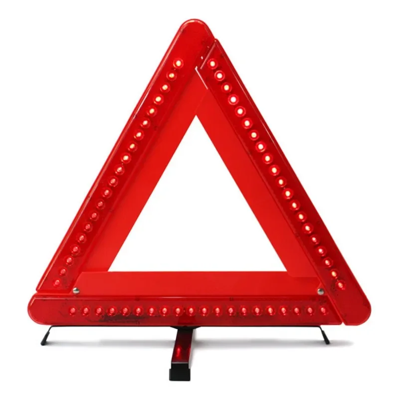 LED Safety Warning Car Triangle Plate, Reflective Parking Safety Warning Plate Tripod for Vehicles