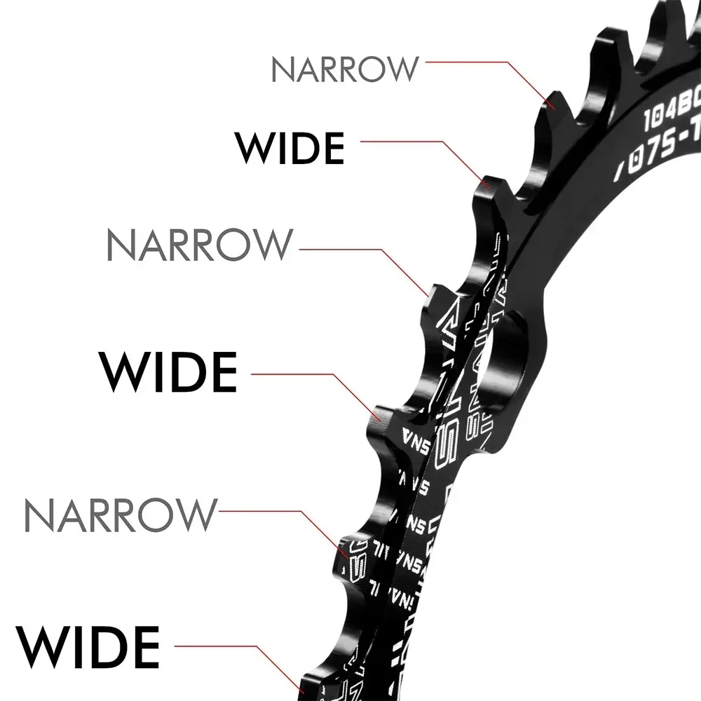 104 bcd Bicycle Chainwheel 32T/34T/36T/38T/40T/42T Round/Oval crown Narrow Wide MTB Mountain Bike Crankset Chainring