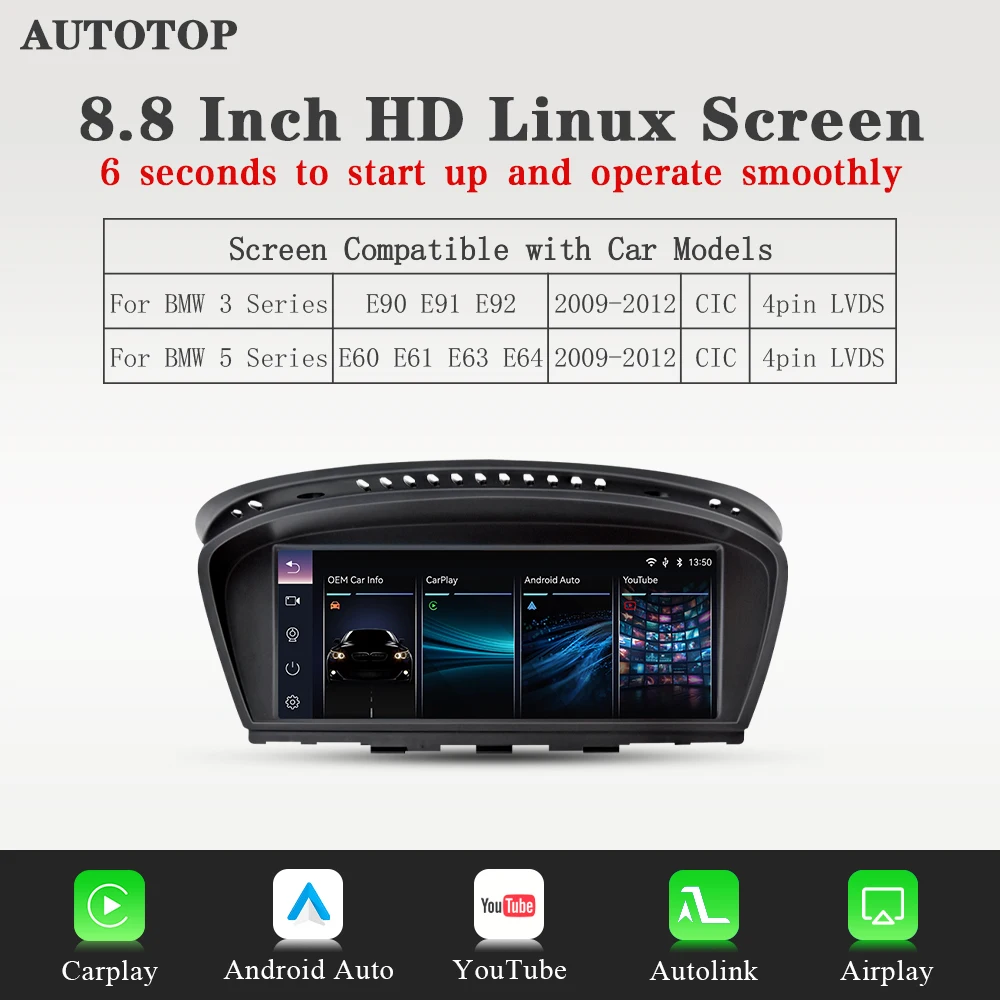 AUTOTOP 8.8“ CarPlay Android Auto Car Linux Multimedia Screen For AUTOTOP 8.8“ CarPlay Android Auto Car Linux Multimedia Screen For