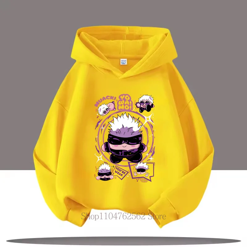 Jujutsu Kaisen الكرتون الأطفال هوديس خريف شتاء بنين بنات لطيف كم طويل بلايز كم طويل بلايز الاطفال الصوف بلوزات #3