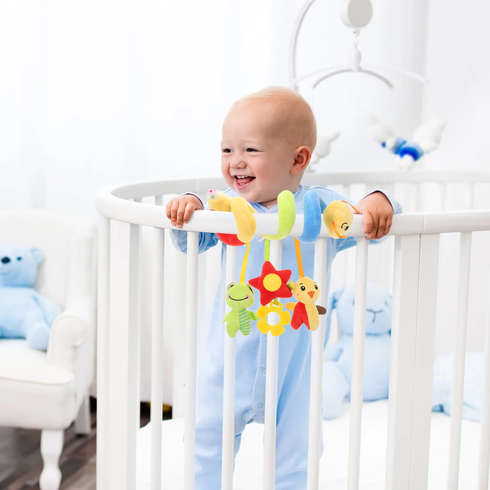 Espiral bebê pendurado assento de carro carrinho berço conforto desenvolvimento sensorial educação precoce calmante infantil arco carrinho brinquedo arco