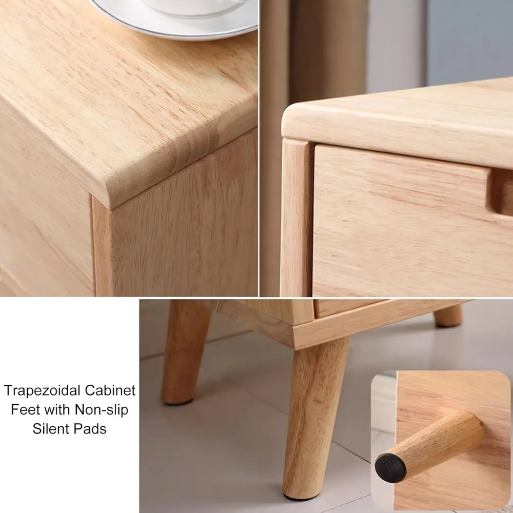 Kleiner Nachttisch aus Holz im Vintage-Stil mit zwei Schubladen für Schlafzimmer: Rustikaler Nachttisch in Holzfarbe