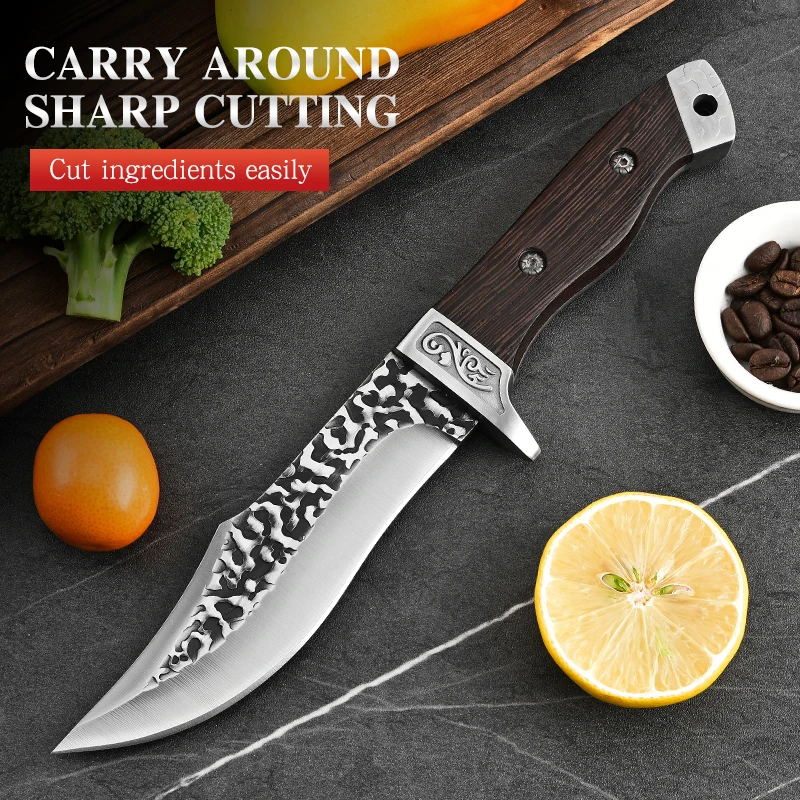 Wild portable fruit knife straight knife outdoor knife mini portable knife hand-picked meat knife