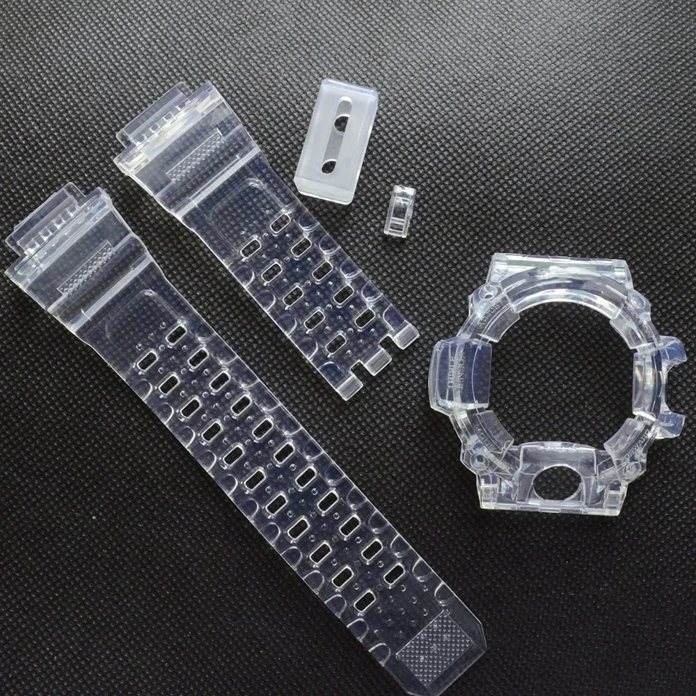 A Set Bezel for GW9400 Silicone Rubber Watch Strap band Transparent Black Watchband Case Cover With Tools Wholesale Dropshipping