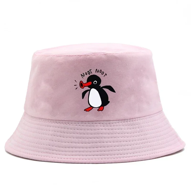Summer Penguin Bucket Hat Reversible Bob Men Women Cotton Travel Beach Fisherman Hat Outdoor Sports Pull Up Bob Panama Sun Hat