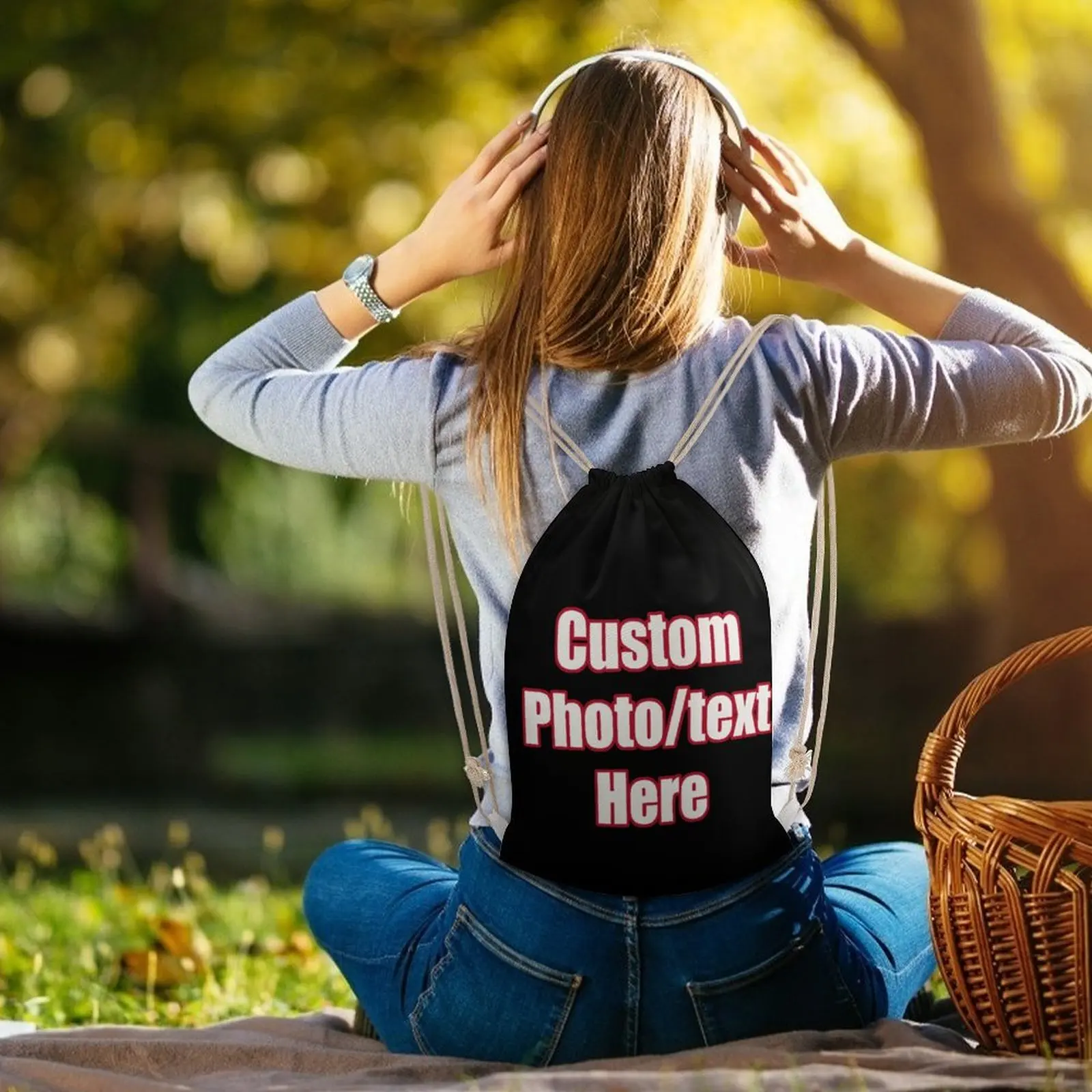 Custom Drawstring Backpack Men Women High Quality Canvas Double Shoulder Bag Design Your Photo Text Logo Bags GAA Crest Daypack